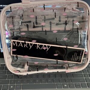 Mary Kay Transparent Cosmetic Bag with Pink and Black Design